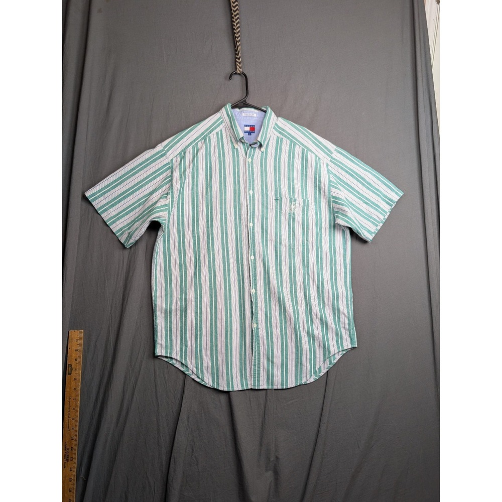 Tommy Hilfiger Shirt Mens Large Multicolor Striped Pocket Button Down